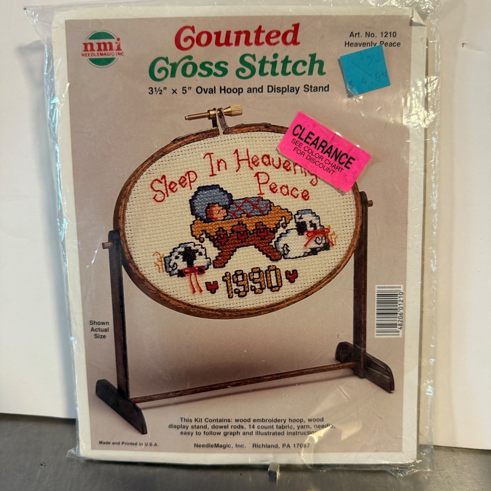 Needle Magic Cross Stitch Kit Heavenly Peace Nativity Scene 1990 with Stand New